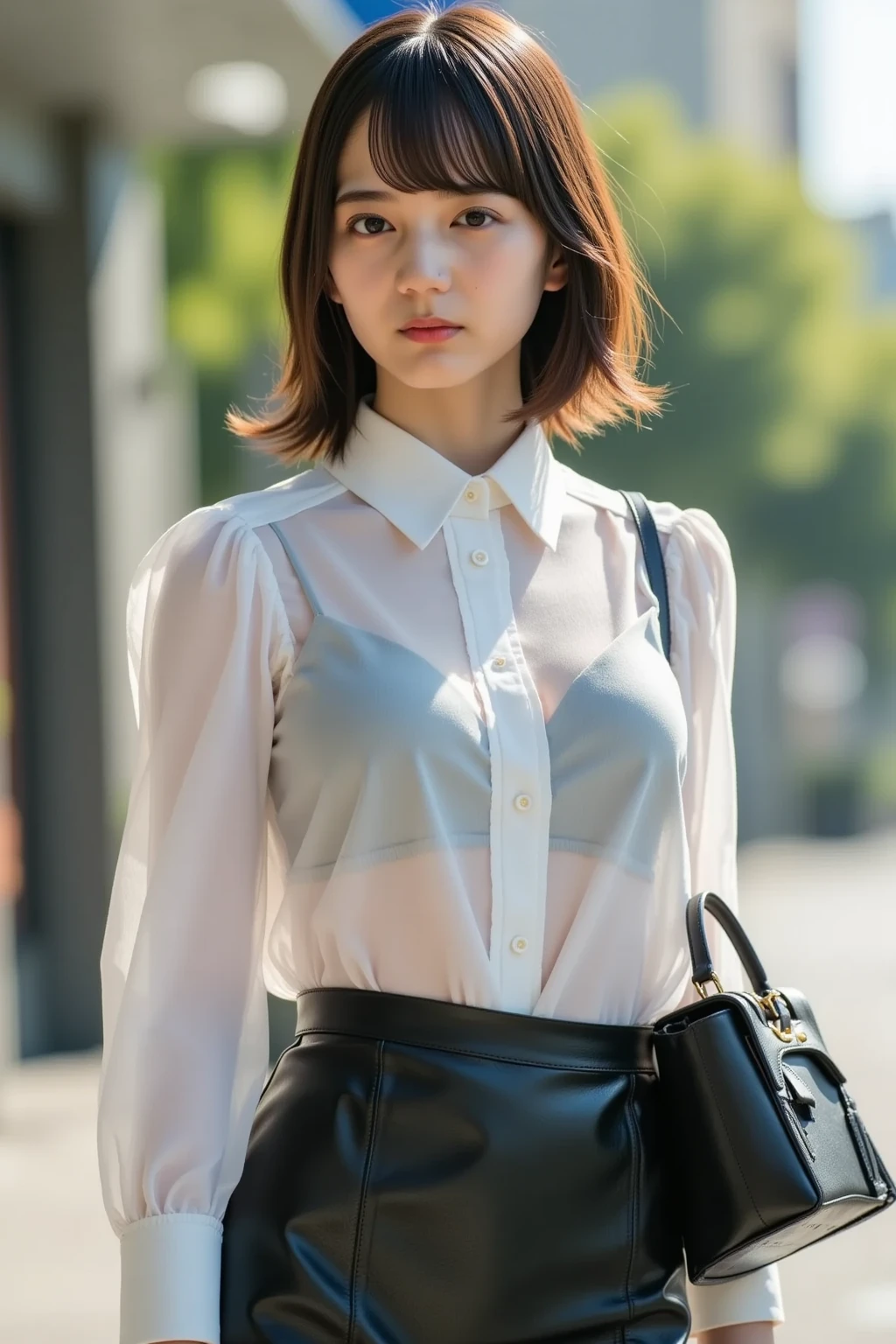 (8k, Best Quality, Masterpiece: 1.2), (Realistic, Photorealistic: 1.37), Super Detailed, 1 Girl, Cute, Alone, Beautiful Detailed Sky, Detailed Cafe, Night, Sitting, Date, ( Nose blush), (smile: 1.15), (close mouth) small breasts, beautiful details, (collared shirt: 1.1), night, wet, business wear, rain, white lace, (short hair: 1.2), floating Hair NovaFrogStyle,