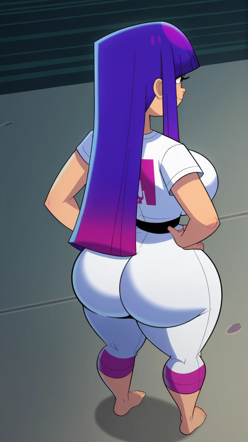 raise your heels, Sit down and show your butt from the front, holding my knees, blazer jacket, long pink hair, cute, Pixel art