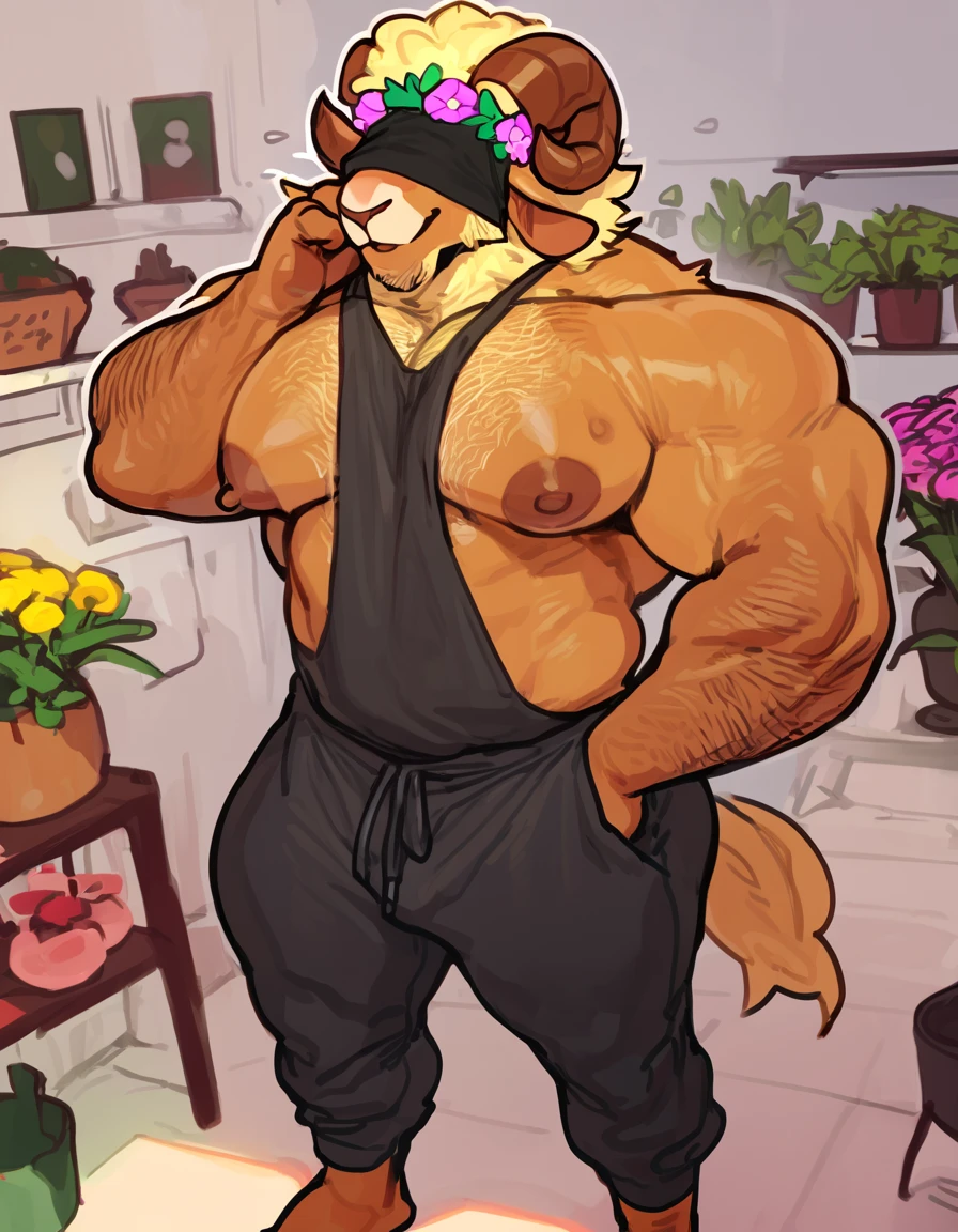 Solo, anthro, male (((cow, brown hair, hair over eyes, muscular, huge muscles, broad shoulders, huge pecs, abs, pink nipples, brown fur, brown body, pink nose, pink inner ear, horns, thick horns, muscular arms, muscular thighs, tail, blue baseball cap, brown penis, huge penis, thick penis, huge balls, saggy balls, ball tuft))) standing, kitchen, flaccid penis, perfect anatomy, full body, by darkgem, by mystikfox61, by glitter trap boy