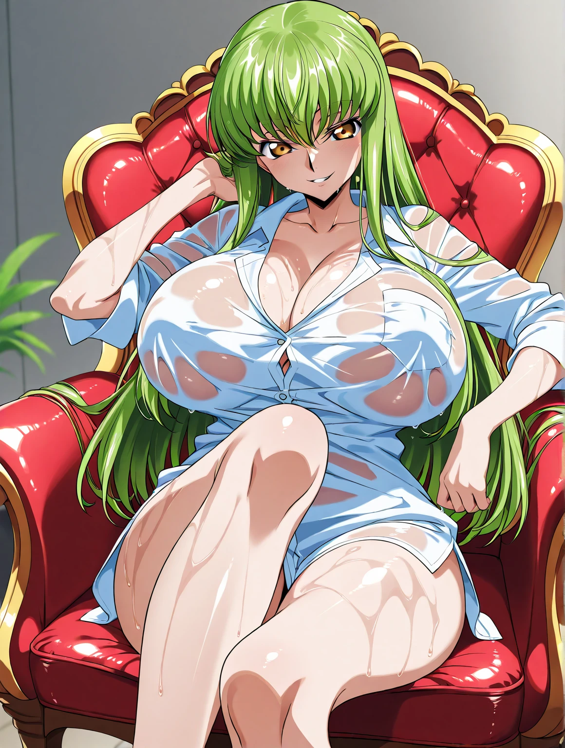 c.c.、Code Geass、Green Hair、Acme Face、Beautiful smile、Cute Woman、Thick thighs、Best image quality、High resolution、masterpiece、super high quality、Spread your legsしゃがむ、orgasm face、Spread your legsしゃがむ、Black pattern panties、I see your pink panties、Big Ass、Big Breasts 、Blushing、4K quality、Blushing、Proud face、Wearing black knee socks、bed、Spread your legsしゃがむ、Panty shot、Sweaty all over、Heavy breathing、Chest is bobbing up and down、heart、Condescending look、Low Angle、Zoom in on the crotch、Cowboy Shot、Sit on the living room couch with your knees raised, Spread your legs