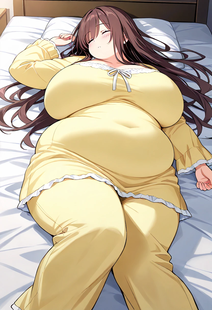 (Full body, glasses), An image of a pregnant girl with her belly on full display wearing a pajama. She is a very voluptuous lady