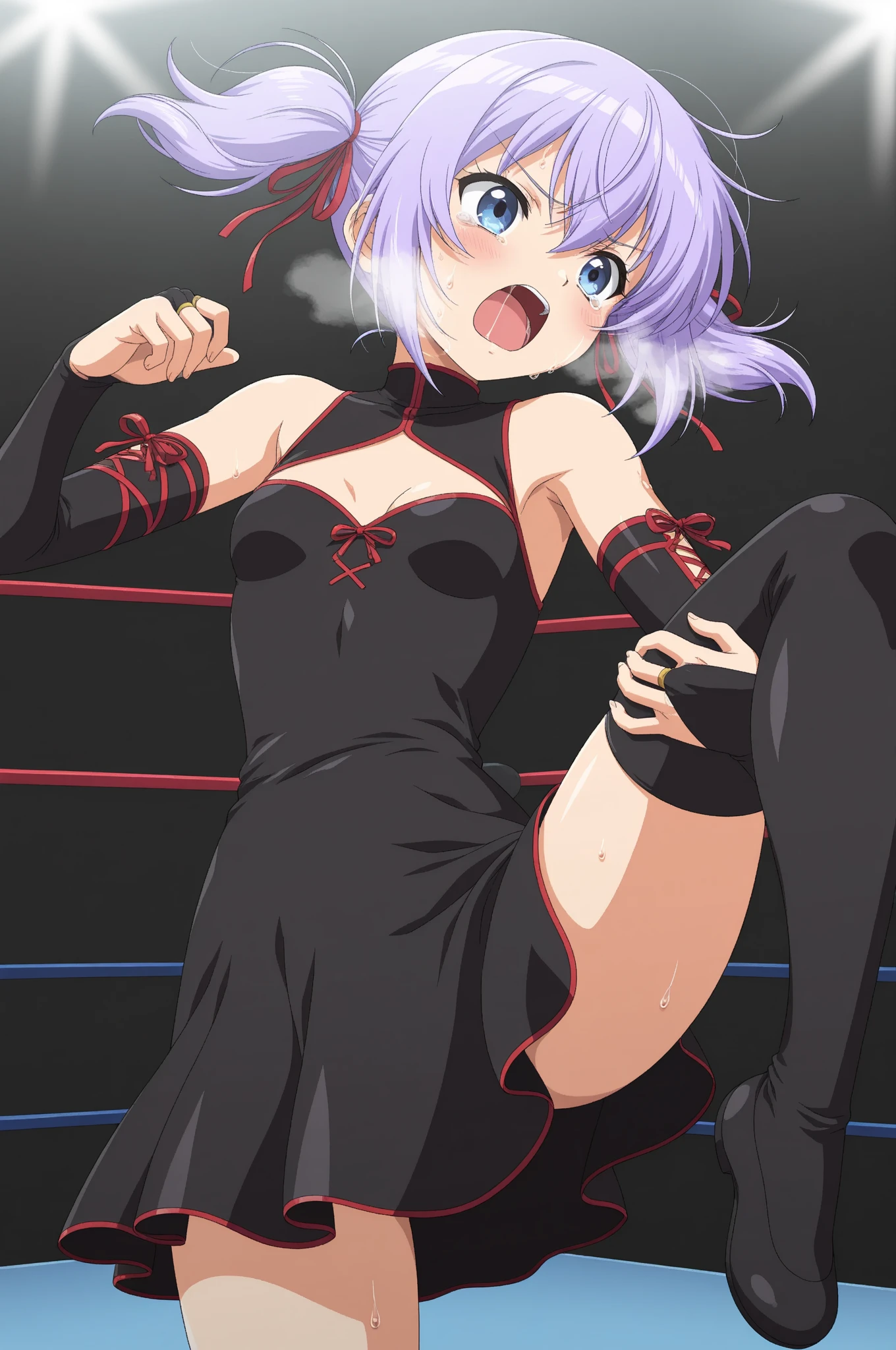 (((masterpiece))),(((best quality))),(ultra-detailed,high resolution:1.2),(illustration),((an extremely delicate and beautiful)),(detailed background), pov, fisheye, face close-up face, straddling, spread legs, spread arms, arms forward, leaning forward, looking at viewer, ((vaginal,???)),(??? in pussy:1.4), ((((wrestling ring)))), ((1petit girl)and(3boys)), multiple boys, hetero, ((((1petit girl,short stature)))),((((miyako(swimsuit)/(blue archive/)))),official style, (slender body:1.4), (long hair,ponytail),white hair,bangs, purple eyes, (small breasts), covered navel, collarbone, pale skin,shiny skin, ((She wears one piece swimsuit,frilly swimsuit, hair ribbon)), (seductive grin smug), (??? on clothes,??? on body,excessive ???:1.4),??? facial,???????,??? on hair,??? on pussy, clothing aside, clothed, (3boys,tall stature:1.4), large ?????, text,