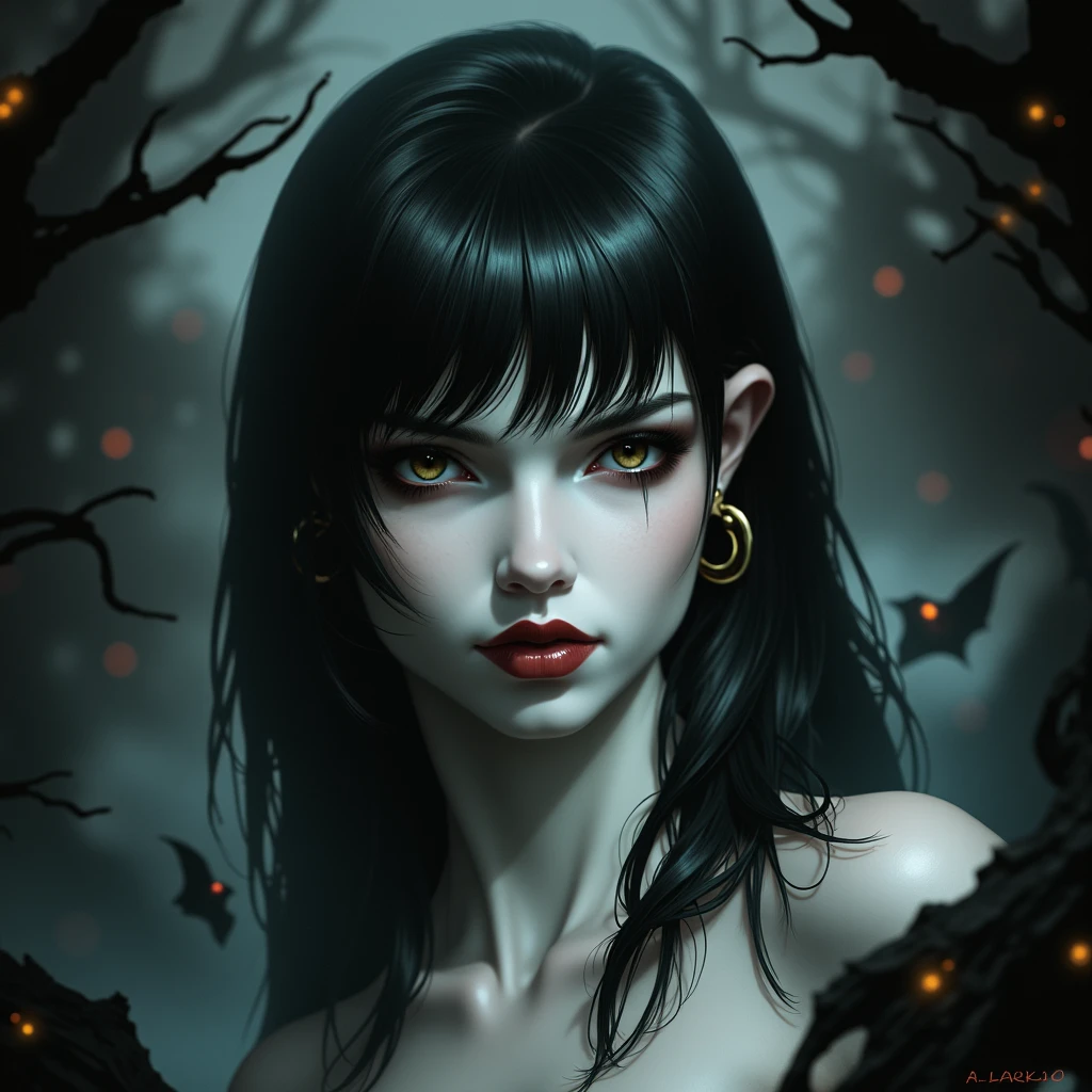 score_9, score_8_up, score_7_up, score_6_up, rating: safe, 1girl, black_hair, moon, lips, looking_at_viewer, portrait, parted_lips, full_moon, source_adventure time, Marceline from Adventure Time