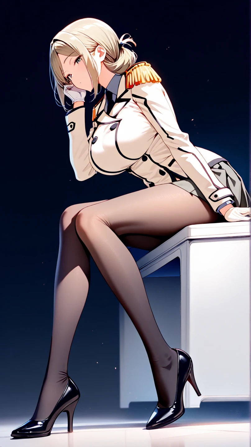 Mouth open、Sticking out tongue,,whole body,pants,Leg spread:0.8,Public Image Group Photo:1.5, shiny limbs,Very attractive arms and thighs,Elegant,Very sexy body, No sleeve,office lady,Wearing a tight skirt,Ahegao:1.5,orgasm:1.5
