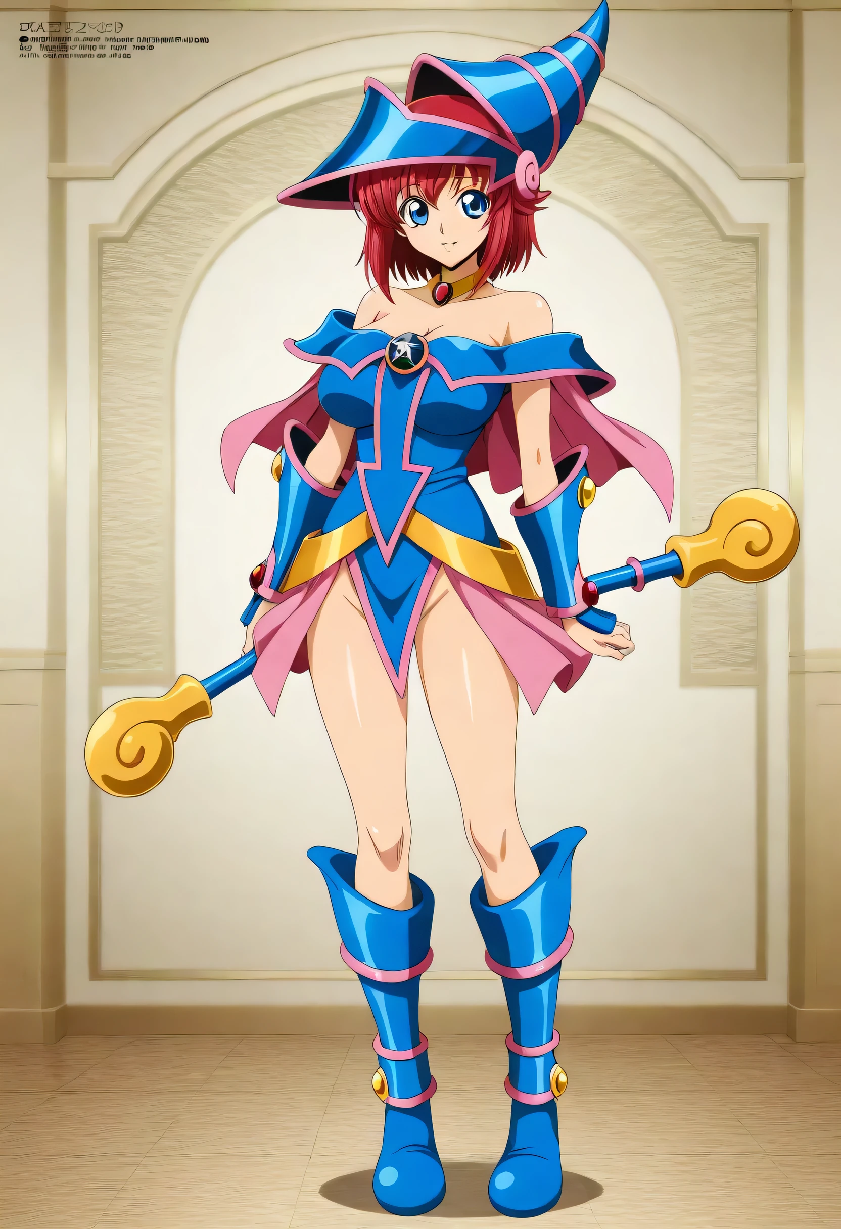 "(masterpiece), best quality,
1girl, (80s anime style:1.3), (eyelashes:1.5),
(intricate high detailed body:1.2),
red hair,
(hair between eyes:1.1), (medium hair, two side up:1.1),
blue eyes,
(loli body:1.2), (huge breasts:1.1),
happy, smile, open mouth,
(metallic plate leotard armor, criss-cross halter:1.2), (garter belt:1.2),
(knight armor, armored boots, crown:1.2),
(capelet:1.1), (jewelry:1.1), necklace,
standing, hand on hip,
(cowboy shot:1.1),
(simple white background:1.2)"