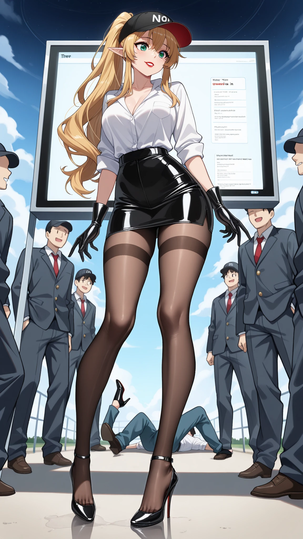 The beautiful girl in lace top and leggings is sitting astride a pile of skeletons in the center of the picture. She is holding a trembling sausage with juice squeezed out in her hand and smiling. There are multiple comic storyboards in the background,cbt, sausage bondage,sausage insertion,Sexy, trampling sausage with high heels heel,(masterpiece, best quality:1.2),1 beautiful girl,sexy,comic storyboard:2, leggings, sit astride, axially symmetrical:2, ,femdom,sounding,cbt,hold,smile,colorful,leggings,thin gap,cameltoe,insertion,trembling,juice,spray, Long hair,Lace top,Sexy, Shiny leggings, High heel,cleveage, trampling, in forest, saliva , Mucus,