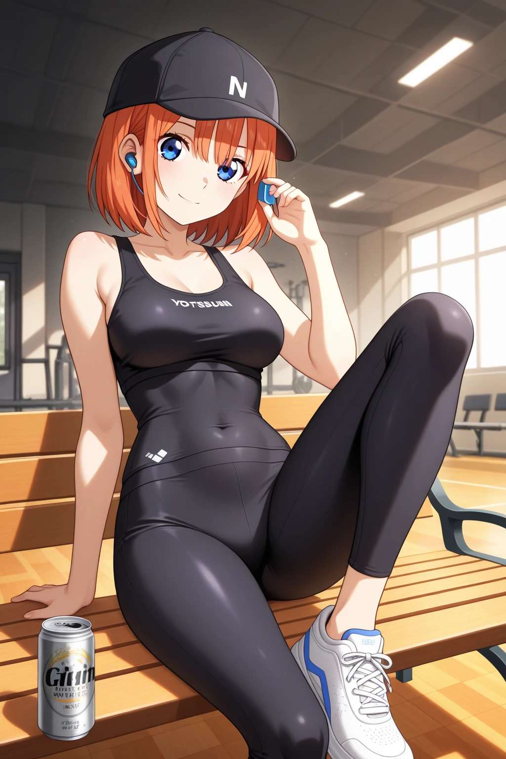 track and field girl, sexy, tomboy, orange hair, modern runner, tight clothes, sexy sporty, sport bra, small boobs