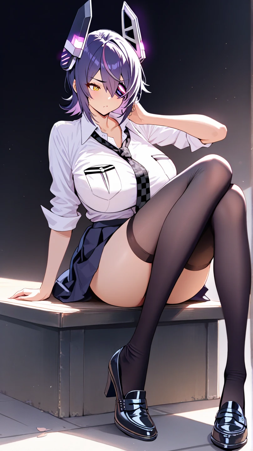 highest quality, Beautiful mature woman、one person,Beautiful Face、a woman with a strong will、office lady,Inner thighs are visible,Spread your legs,Black Stockings,Lace Underwear