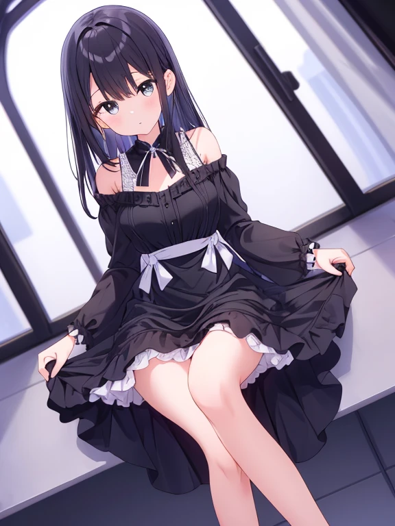 ((1 Girl))Happy,Outdoor、In front of the station、blush、From below、from the front((Multiple Views))Best image quality,High brightness,Lace panties,Garter Straps、garter belt、Panty stocking、mini skirt,Official Anime,SPY FAMILY,Yor Forger、hair band、Knee-high boots