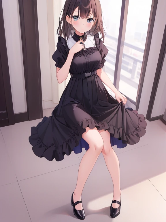 (Highest quality)), ((masterpiece)), (detailed), Natural light，Perfect Anatomy，One Woman，16 year old pretty woman，Very sexy，Baby Face，young woman，Small breasts，Woman standing on floor，(((Skirt lift 1.9))，
Beautiful woman，8-head body line，Small face，Beautiful Face，Big eyes，Beautiful Eyes，Beautiful double eyelids，Beautiful teeth alignment，Beautiful body lines，Slender body，Beautiful Hands，Beautiful feet，Long hands，Long legs，Long and supple hair，Twin tails，Shiny Hair，Beautiful black hair，Full Body Shot，Embarrassed expression，blush，Crying face，mouth half open，Beautiful shoulders，Beautiful clavicle、（Sweat），((Steam 1.4))，Embarrassed expression，blush，humiliation，((Open-collar shirt，Unbutton your shirt 1.8，Half-open white shirt 1.3))，Shoulder out，Beautiful shoulders，Beautiful clavicle，Not wearing a bra，Nipples that seem to be visible，(((Valley 1.7)))，mini skirt，White panties，