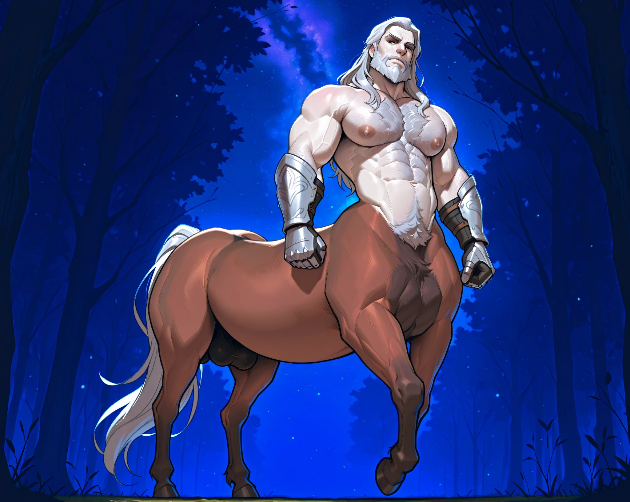 2d, masterpiece, best quality, 4k, 8k, ultra highres, raw photo in hdr, sharp focus, photo realism, real life like, detailed background, hi res,perfect eyes, (by null-ghost, by thebigslick, by darkgem, by honovy), (((nude))) (((male))), (((human man standing on top of a cliff looking at Aurora borealis at night))), (((a tall human man with floor length white hair, lithe body, tall and thin, white body hair, short white facial hair, hairy body, yellow eyes, wolf tail and wolf ears, no human ears, sharp nails, extremely long hair))), (((penis and balls, foreskin))), (((sombre, sad, longing, looking at the sky))), ethereal, divine, stunning, tragic, beautiful, tasteful nude