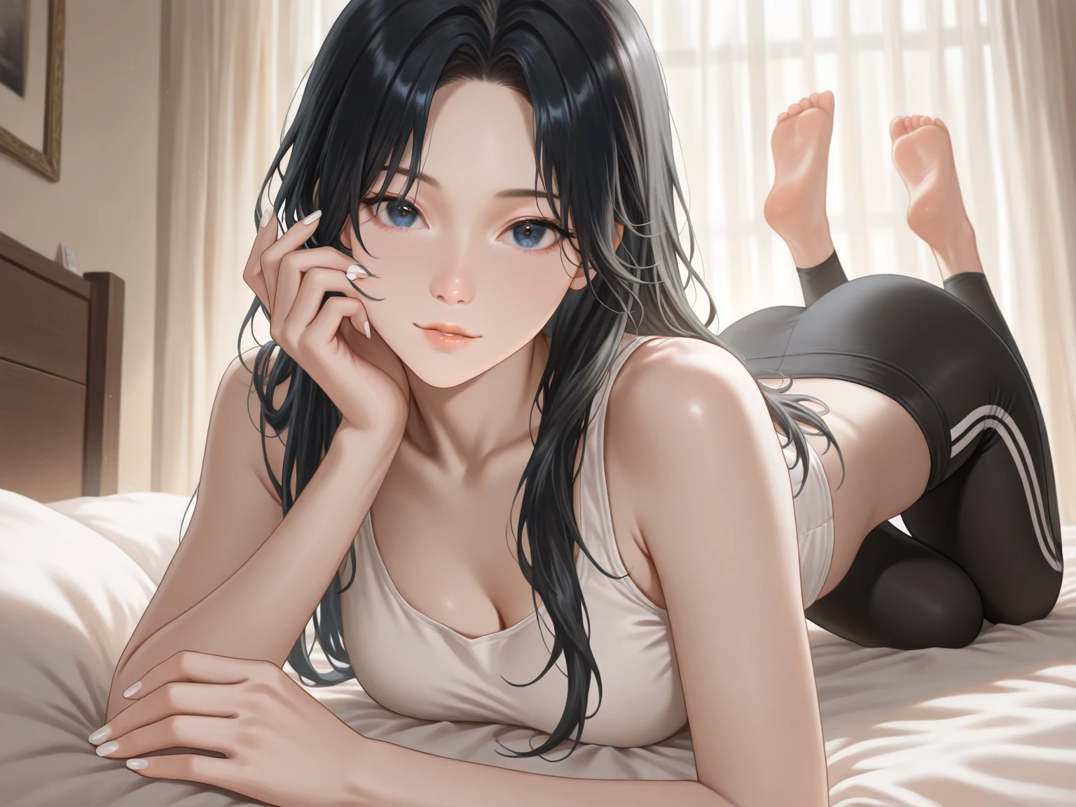 1 girl in underwear,Kneeling between my legs,Show my legs,First-person perspective