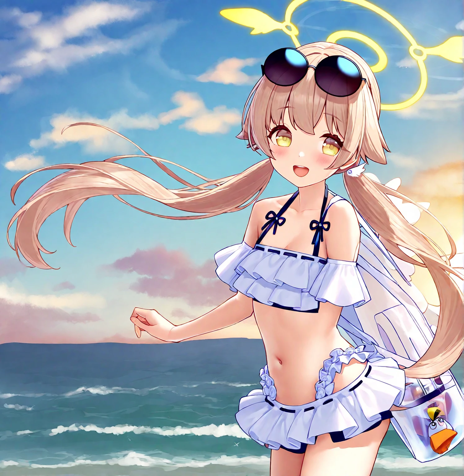 Loli small breasts nipples see-through white swimsuit manchira round nipples
