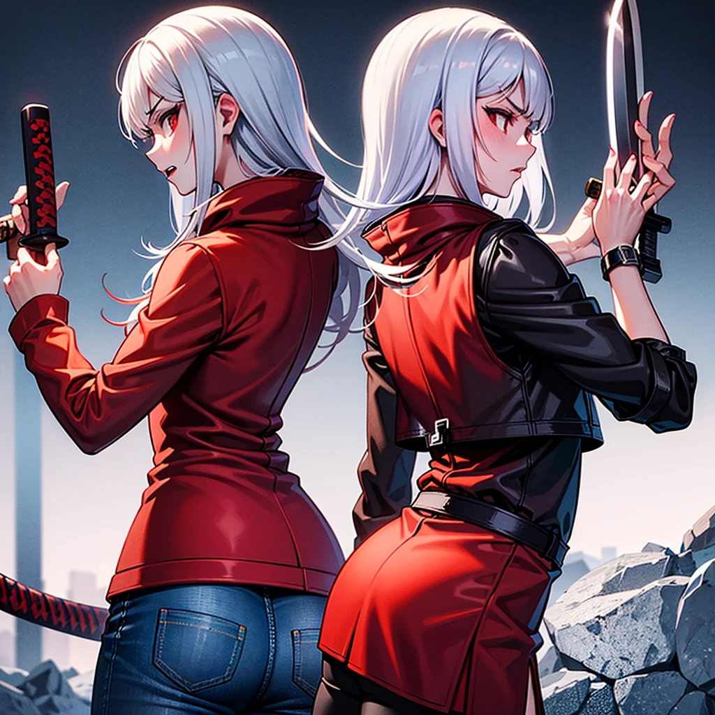 ((masterpiece,best quality)),1girl,beautiful detailed eyes, detailed face, (full body:1.2), white long hair, red eyes,small sized breasts, (black background:1.2), bloody particles, shaded face
