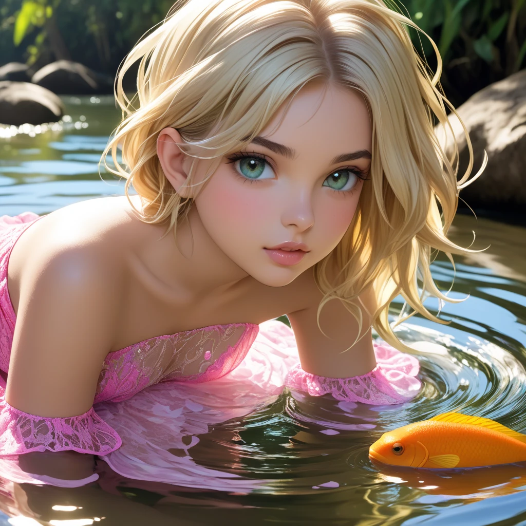 fantasy,tropical paradise,(mermaid:1.3),subsurface scattering,nature,(lagoon:1.1),(crystal clear water:1.1),(ultra realistic:1.3),(best quality:1.3),(hyper detailed:1.1),(high quality:1.1),masterpiece,exquisite details,(basking on rock:1.1),pointed ears,(wet:1.4),gentle waves,beautiful,delicate features,petite,(gossamer scales:1.1),(wet hair:1.3),(pink hair:1.1),blue eyes,(pink lips:1.2),(violet highlights:1.1),pink tones,blue reflections,cr1.3,(full shot:1.1),(wavy hair:1.1),(sparkling eyes:1.1),(morning light:1.1),palm trees,white sand,rocks,blue water,light particles,<lora:edgPorcelainDollLikeness:1>,<lora:add_detail:1>,<lora:detailed_notrigger:1>,<lora:MacroFairy:1>, 