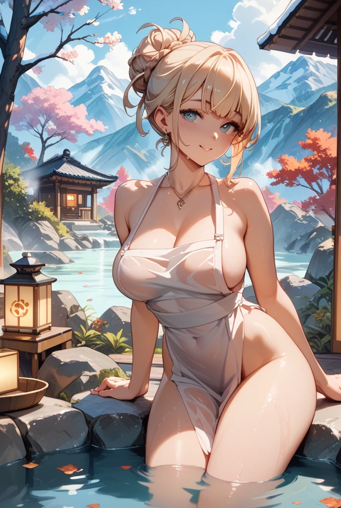 female,Round Face,Solitary,sports,Relax,blond,elegant,whole body,Chinese element pattern,(Open your legs),(((Exposing thighs))),full,Transparent hollow deep V camisole top,((White skirt)),stocking,leggings,(Brushstrokes,Impressionism,painting,Rich scenery),Disheveled,Chest contour,(((Wet clothing))),(((Ultra-thin clothing))),((Flesh outline)),Grinning