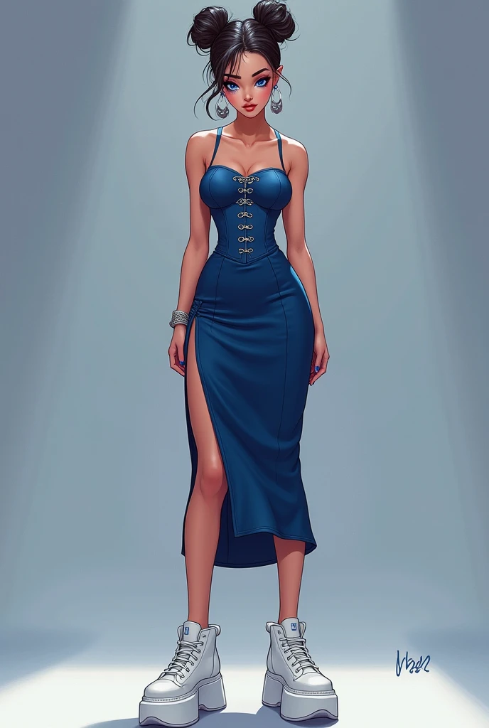 Full length"A young woman in a beautiful and elegant evening gown at a formal event. She is wearing a uniquely designed and stunning dress, complemented by luxurious jewelry and accessories. The background features a grand and lavish hall with warm, inviting lighting, showcasing a scene of splendor and beauty."