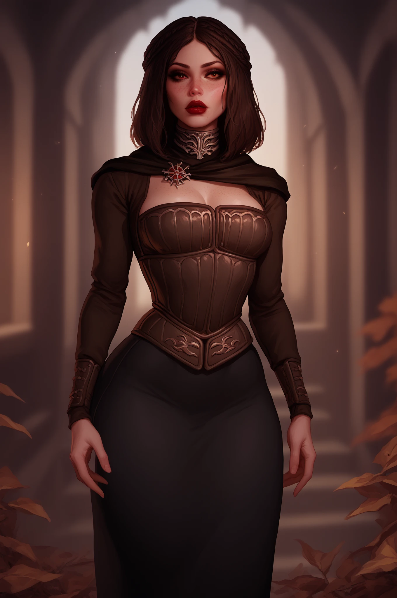 CARTOON, Velma Dinkley, hair over one eye,russet hair,Waist slender,very long hair, big hair, tall woman, toned, turned body,make-up,lipstick,ombre,greeneyes,thicc thighs,lips vermelhos,lips,curvilinear,thicc thighs grossas,one eye covered,elbow gloves,purple gloves,ful dressed,bared shoulders,neckleace,totally naked,jewelly,aretes,pantyhose,pantyhose,offcial art,extremely detailed CG unity 8k wallpaper,Lighting perfeita,Farbeido,Lighting_front-facing_Ablaze,pele Ablaze,(Masterpiece artwork:1.0),(better_品質:1.0),ultra-high resolution,4K,ultra detali,fot,8k,HDR,high resolution, (absurdres:1.2), Kodak portra 400, film grain, nblurry background, (bokeh:1.2), Lens flare, (vibrant_Farbe:1.2), fot profissional, (beautiful_face:1.5),