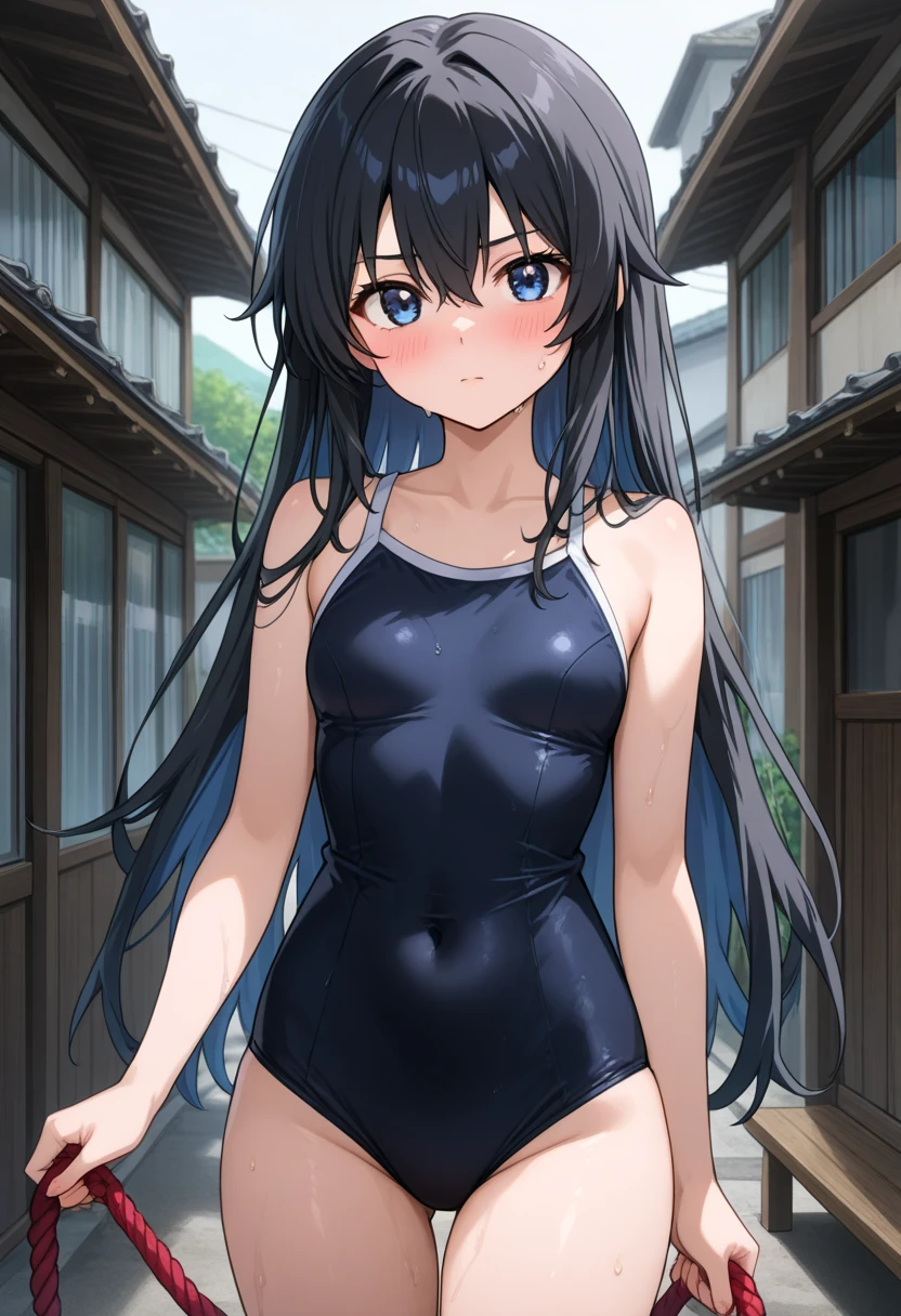 best quality, amazing quality, very aesthetic, absurdres, (1girl, aris, blue archive, solo, blue eyes), (realistic face:0.9),(string bikini:1.8), (grin, blush, thigh:1.3), (cowboy shot), (glowing eyes), (half closed eyes:0.9), (ass), (official art:1.3), (pool), expressive eyes, perfect face, extremely detailed eyes, perfect anatomy, smooth skin, (black background:1.5), clear eyes, beautiful face, small breasts, (anime style:1.7), (Warm Light:1.5), (highres:2), (Chiaroscuro),
