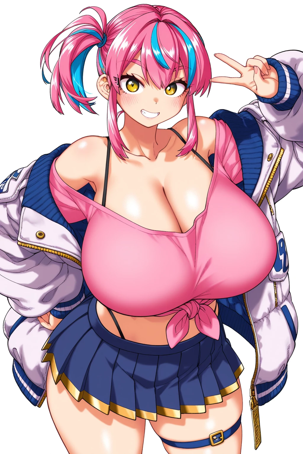 完璧な顔,lady,(pale skin),colored hair,(cleavage),(huge breasts,full bust,busty, Round breasts:1.2) ,(wide tits),Athletic breasts,slender, (Curvaceous physique) ,Skinny Body ,(toned stomach)
breath,sweat,wet,smirk,nose blush, heart-shaped pupils, frustrated, pencil skirt, panties under pantyhose,locker room,1 women,bra under shirt,close-up,clothed,jacket suit,shirt lift, Multicolored bra,from below