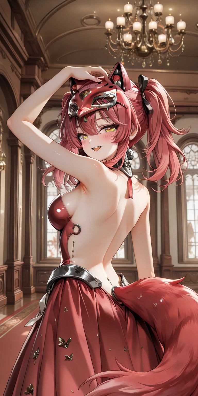 Ebuangelion's Asuka has big breasts and uses her upper eyes with a smile. Realistic texture with even finer description. Wear only light pink underwear. 8k, erotic pose with hu crossed and emphasizing breasts, hair color is gold and angle from the front. She winks cutely with a slender body and a horizontal piece. Lake in the background