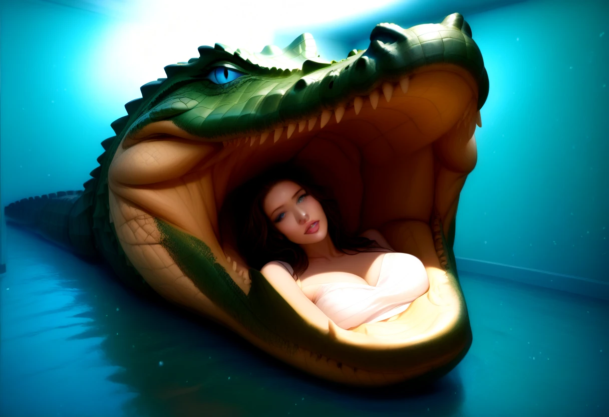 NSFW. (nude) (Nami, large breasts, strip of pubic hair), full body, blowjob, deep throat, (lizardman), on a deserted beach, shipwreck, (depth of field) (dramatic sunlight), ((best quality)), ((masterpiece)), (detailed)