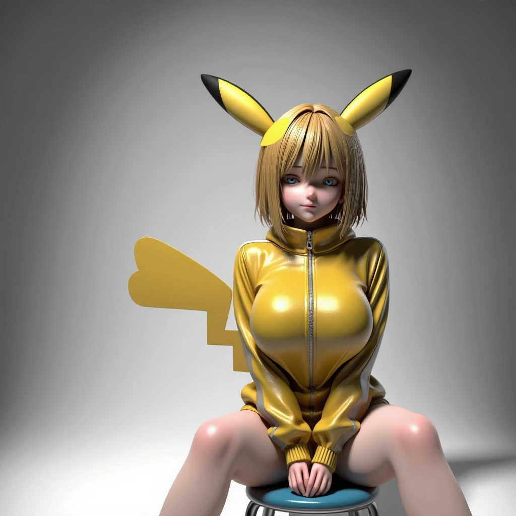 PUNIPUNI, a beautiful Pink hair gamer girl, beautiful detailed Blue eyes with (Sparkling Highlights:1.28), beautiful detailed lips,extremely detailed eyes and face,longeyelashes,in a (((Yellow Pikachu hoodie))) MoeSleeves,(Professional photo from above:1.37), Huge breasts (Overflowing Gigantic cleavage:1.28) close up down blouse, (perfect lighting) navel, Radiant PearlSkin with Transparency, Dynamic Joyful Expressions LifeLike Rendering