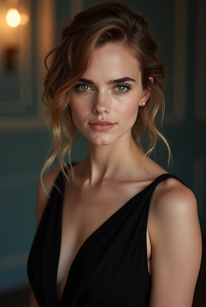 beautiful woman (EPS3l4B4yM1l3s:.99): perfect hair, half updo, (dress with side slit:1.2), ominous, beautiful, hyperrealistic, by greg rutkowski, yoshitaka amano, ilya kuvshinov, Retina display, (monochrome:1.2), (black and white:1.3),  (b&w), Canon50 ((detailed eyes)), (([dark|heavy|subtle]eyeliner, long lashes)), (epicPhoto), long eyelashes, (perfect waist)