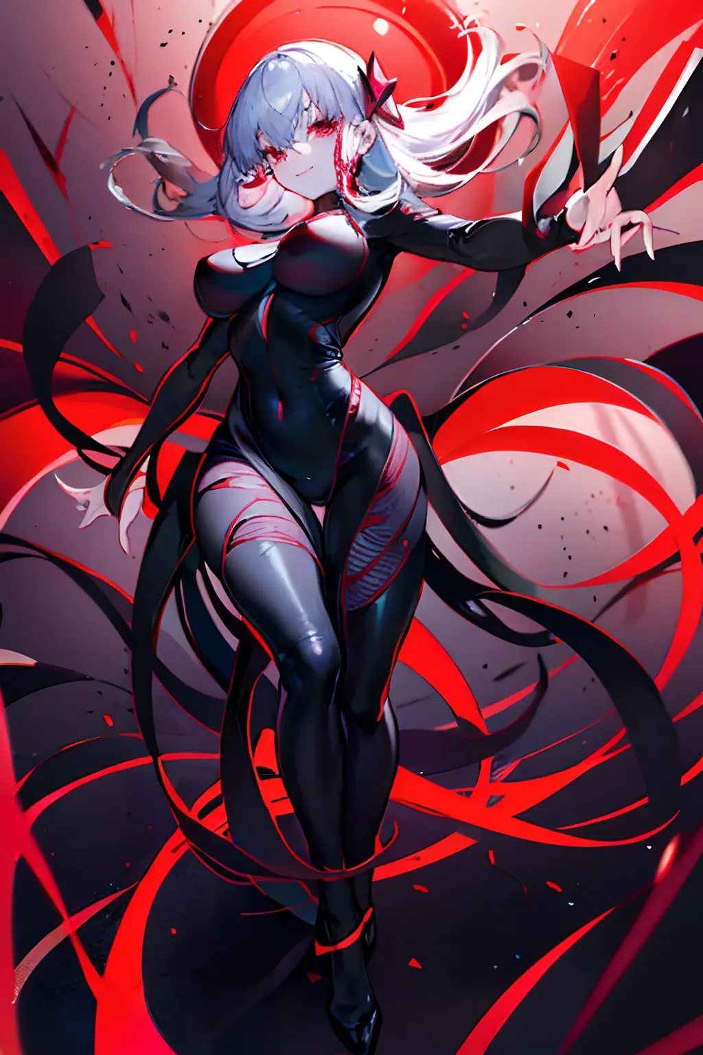 Black full body suit huge tit Big ass seductiv a smile Obscene lines Whip thighs crawl