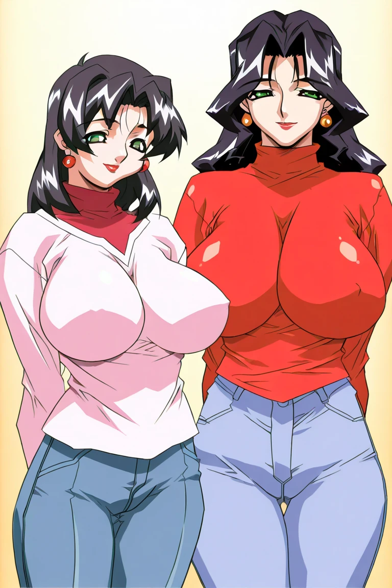 score_9, score_8_up, source_anime Bibl3, milf, busty milf, mature woman, dark blue hair, long hair, low ponytail, straight bangs, huge breasts, bouncy breasts, wide hips, full lips, vivid lips, aqua eyes, empty eyes, hypnotized, mesmerized, starring at viewer, open mouth, ribbed sweater, sleeveless, pencil skirt, standing at attention, hands at own sides, apartment, living room, blurred background, altered perception