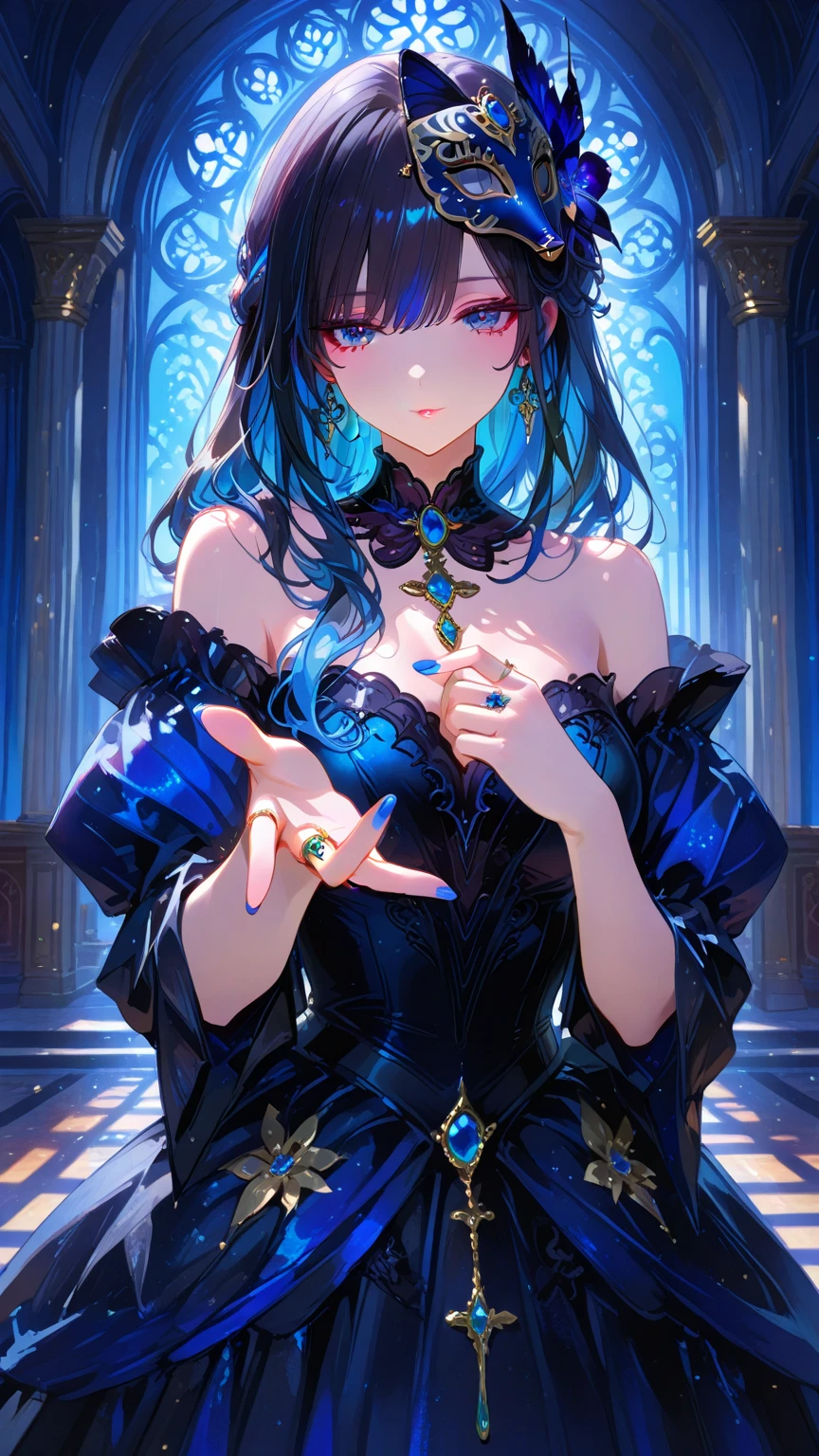((masterpiece, best quality, ultra-detailed, high-resolution)), solo, beautiful girl, gleaming eye, perfect eye, age 15, black white gold theme,