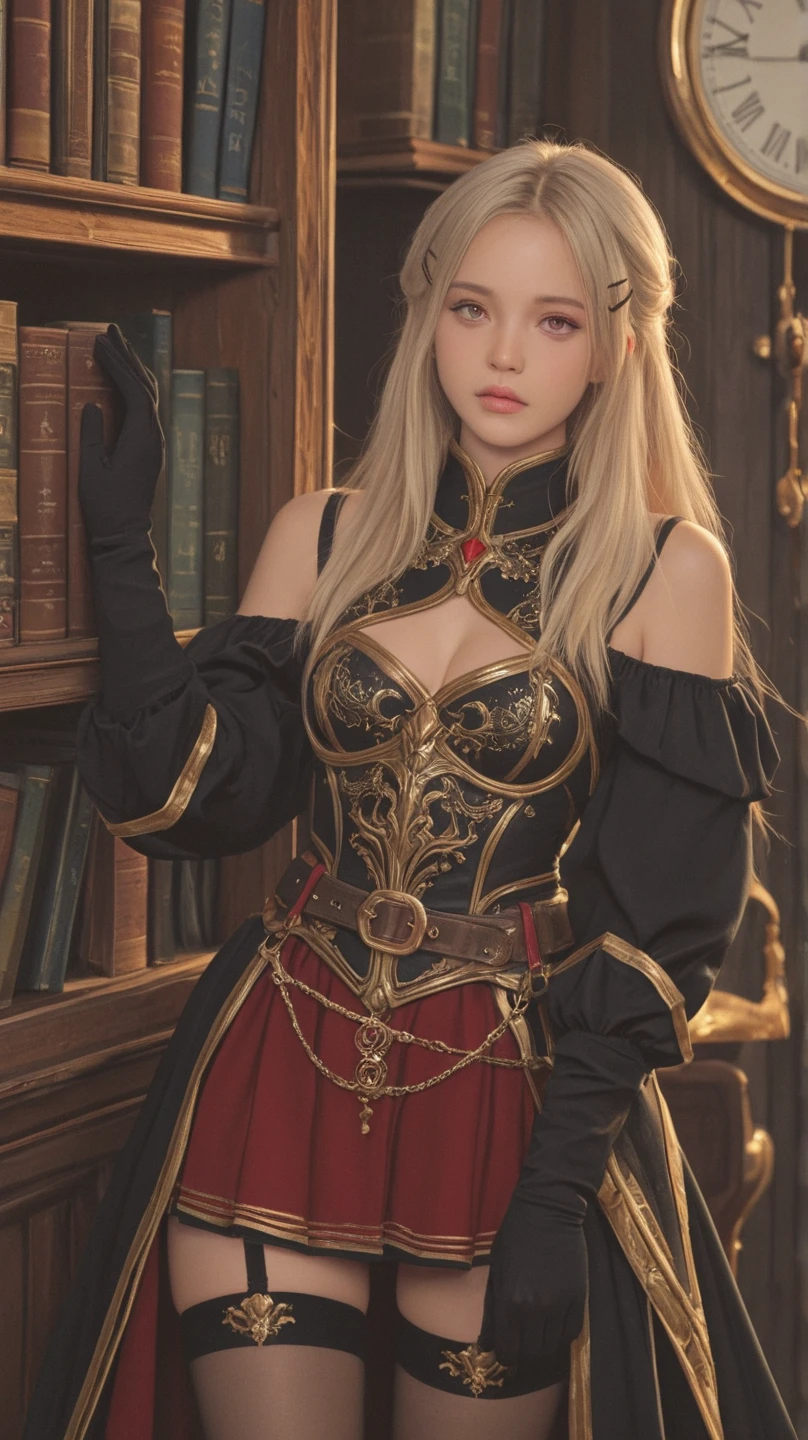8k,Ultra-high resolution,((Best image quality)), ((masterpiece)), (Attention to detail:1.3), Jeanne D&#39;Aak,Paladin,blue eyes,Red hair Perm Blue hair,Woman in black armor(精密な金色のPaladinの紋章の細工)、Cleavage,We paid special attention to the decoration of the chest armor...、Beautiful expression,charm,sexy,so beautiful(Like the real thing),Carry a big, long sword,smile,Luxury black pants,Blue and black shoulder pads,Blue-black armor,Blue-black leg armor,masterpiece,Photorealistic RAW photos of the highest quality。Bright colors,Rich colors, Backlight, Cinema Lighting, Film Grain, to be born, 50mm lens, Nikon D850,Realistic Skin,Fantasy art,Character Art,Ultra-high resolution,