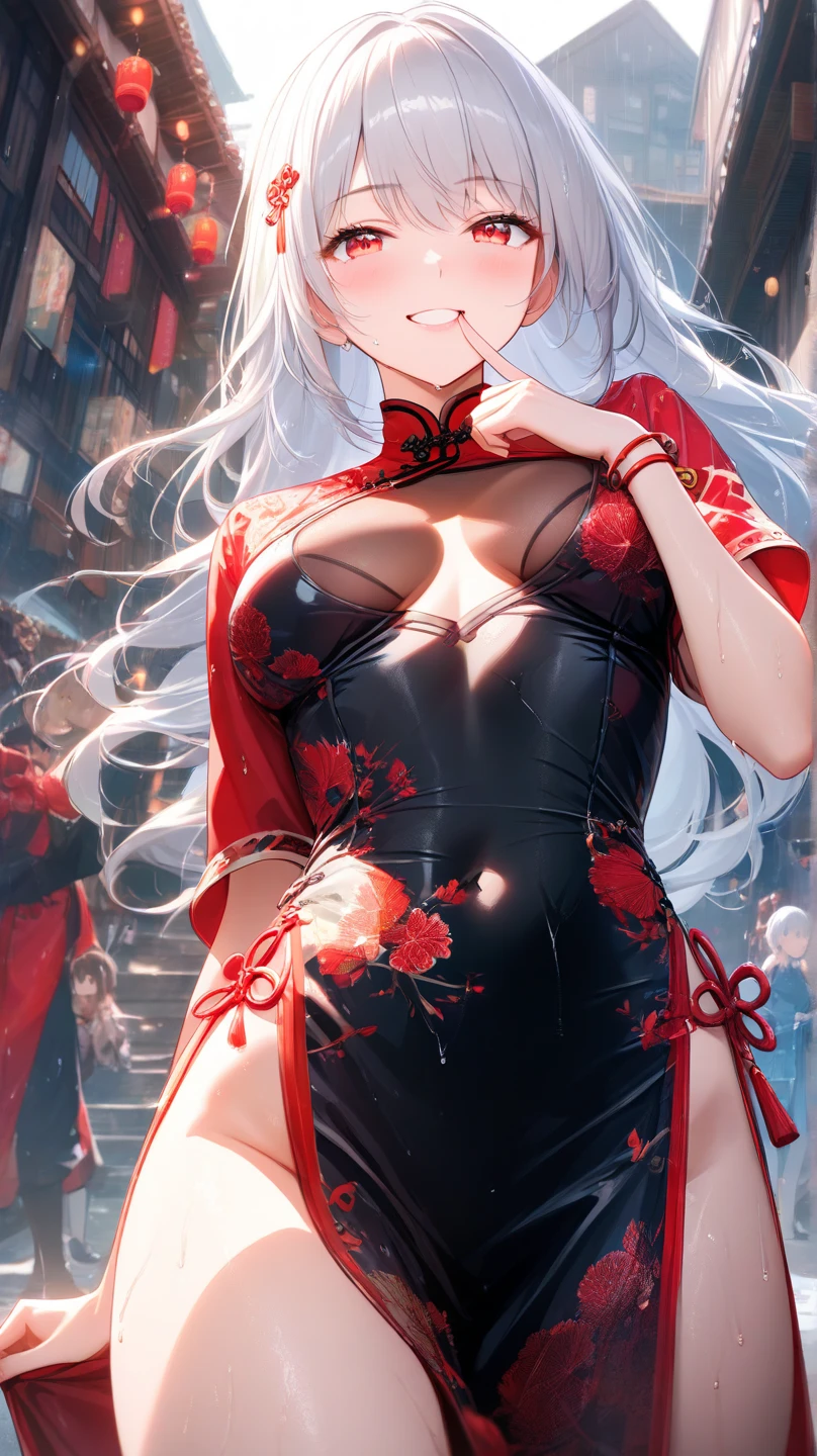 masterpiece:1.4,best-quality,Super Detail,Very Delicate and Beautiful, ((( nsfw, beautiful woman, obscene royalty color dress, orgasm ))), long hair, very gigantic breasts, cleavage, very slender, off-shoulder, perfect face, beautiful eyes, full body, in night city
