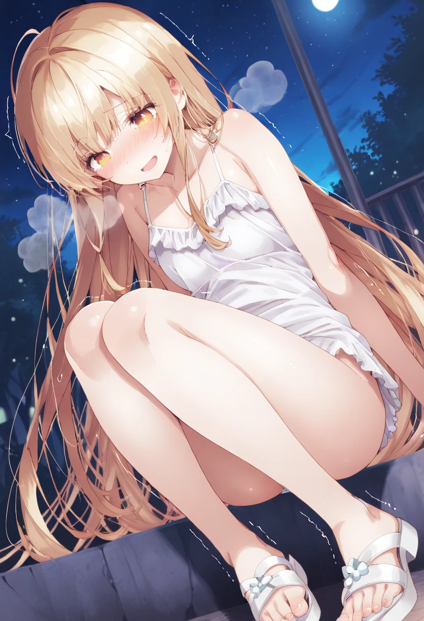 Rika Jogasaki、blush,smile,、Blonde、Sexy see-through lingerie、camisole、Wearing a cute uniform、Primary school students、The back is very small、Lolita、Small breasts、Showing armpits、exterior: 14 years old、Shoulder Bare、The clavicle is visible、Sexy thighs、Beautiful feet、Usual hairstyle、Show me your armpits:1.2), highest quality, High resolution, unity 8k wallpaper, (shape:0.8), (Beautiful and beautiful eyes:1.6), Highly detailed face, Perfect lighting, Extremely detailed CG, (Perfect hands, Perfect Anatomy),