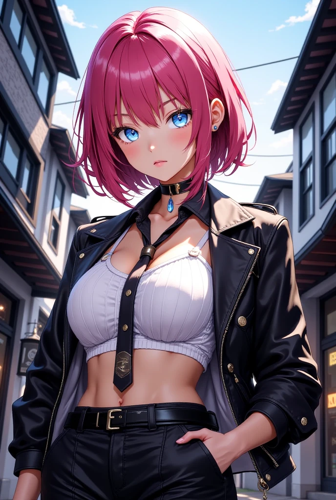 (best quality,4k,8k,highres,masterpiece:1.2),ultra-detailed,(realistic,photorealistic,photo-realistic:1.37),punk girl,pink hair,detailed portrait,alleyway,urban street art,graffiti background,vibrant colors,edgy style,dark makeup,intense gaze,leather jacket,fishnet stockings,rebellious attitude,street fashion,grunge aesthetic,skull accessories,body piercings,tattoos,smoke effects,studded choker,striking pose,confident expression,dynamic lighting,neon lights,urban decay,alternative subculture