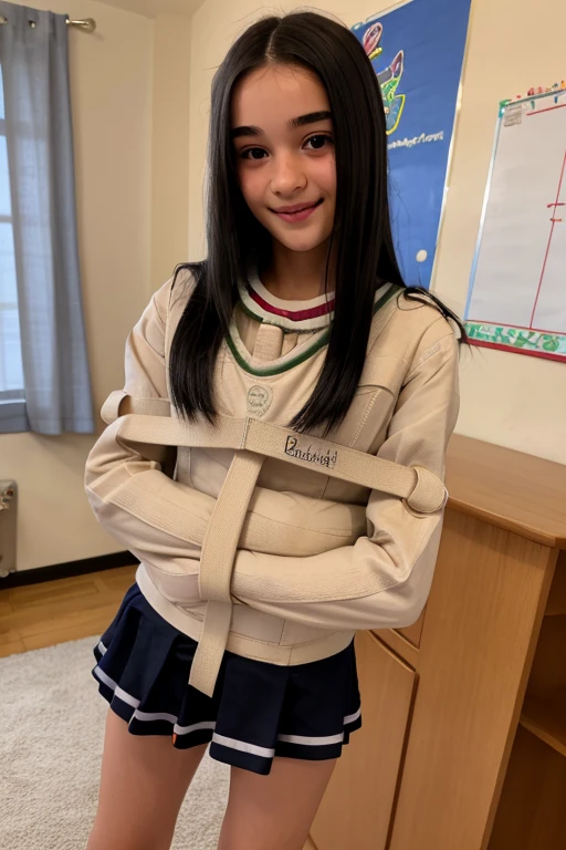 Digression, Under Digression, Raise your arms, (1 girl, 15 years old) ,Japanese Girls , (smile:0.7), smile, priest \(dq3\), 1 girl, alone, (Red eyes), (Miter saw), (Naked with a thin bright blue tabard:1.4), (Cross Print), (Orange elbow gloves), Beautiful small breasts, Holding, staff, nature, blue sky, (Exposing shoulders), , (High color saturation:1.0), (Very detailedな肌), (highest quality:1.0), (Ultra-high resolution:1.0) ,(Realistic:1.0), (Very detailed:1.0), (8k, RAW Photos:1.1)、Holding a long stick、The wind blows open the tabard, exposing her chest.、The wind blows the tabard open, exposing the genitals、Lifting the tabard to expose the private parts