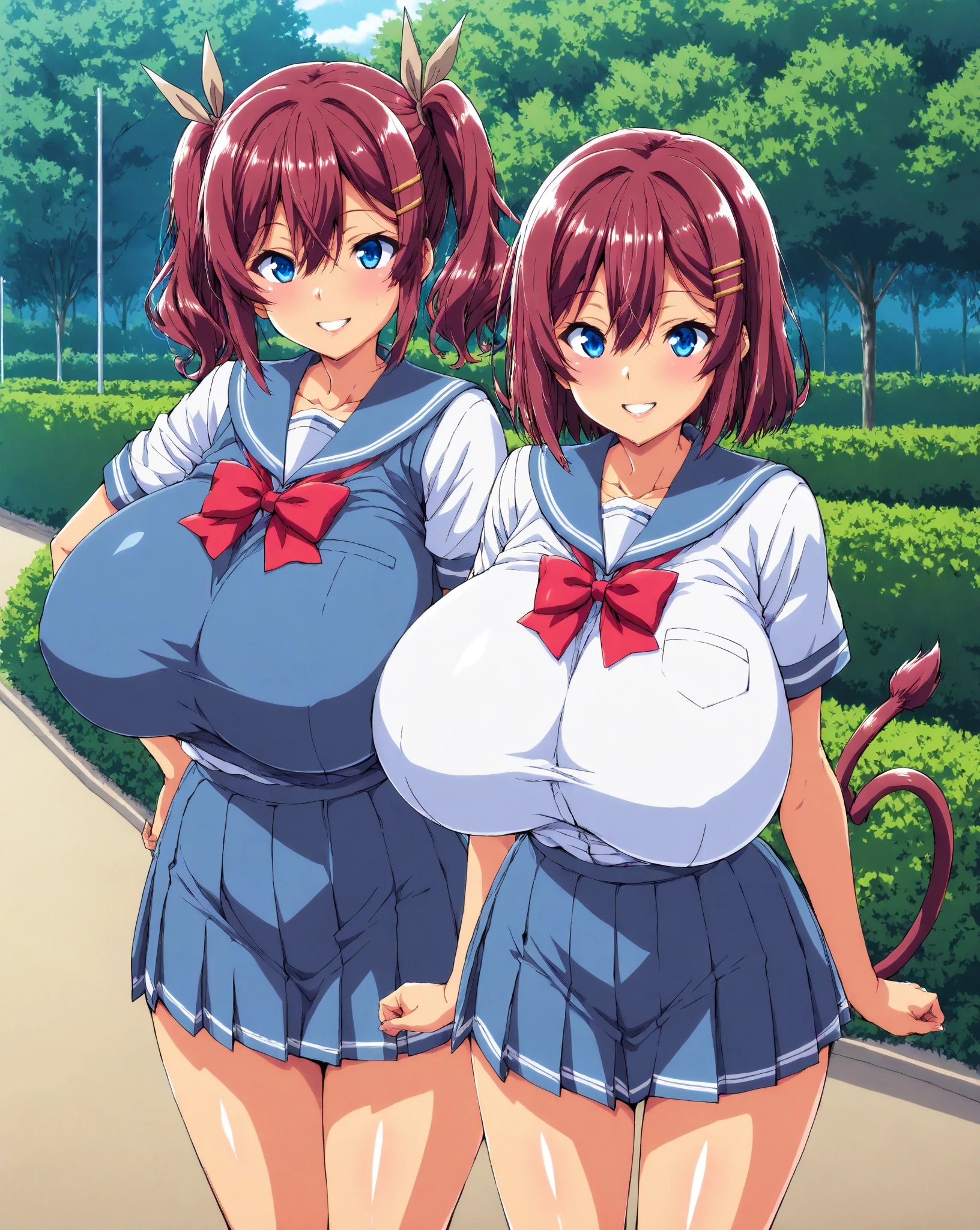 (Private 4K)、(High resolution:1.2)、(High freshness:1.2)、、(Whole Body Ezbian:1.2)、(Two Women:1.6)、((Women with exaggerated large physiques))、(Super big breasts fully opened:1.8)、abnormally developed muscles,,Barefoot woman, , Big arms、(Huge muscles:1.4)、(Dynamic pose:1.2)、(A woman walking hand in hand:1.8)、(school uniform:1.6)、(Arena:1.6)