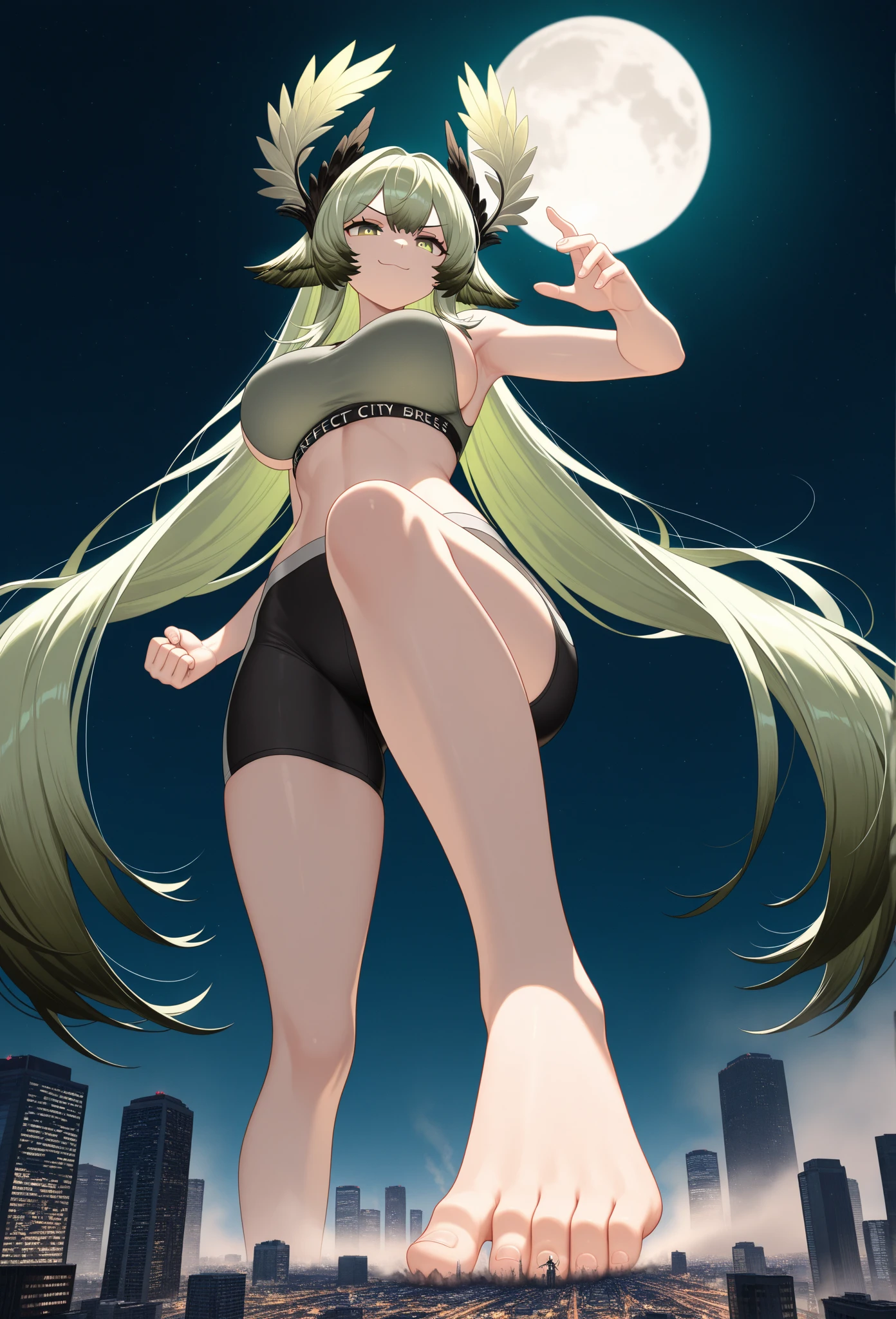 1girl, genshin impact, nahida \(genshin impact\), Loli, green eyes, white hair, side ponytail, cross-shaped + +, leaf hair hair ornament, smile, nude, small breasts, nipples, in tokyo \(city\), road sign, selfie, pussy,