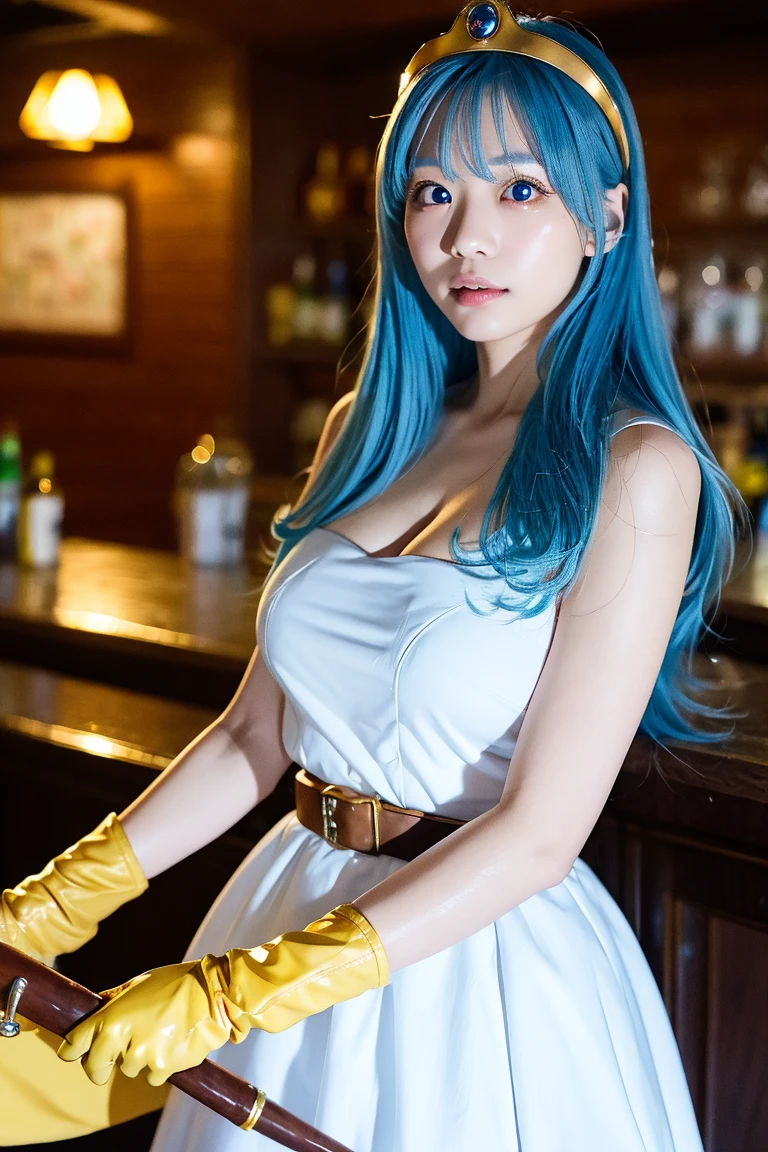 Wearing a blue period costume, Hot figure, Dignified atmosphere, Charming beauty --auto