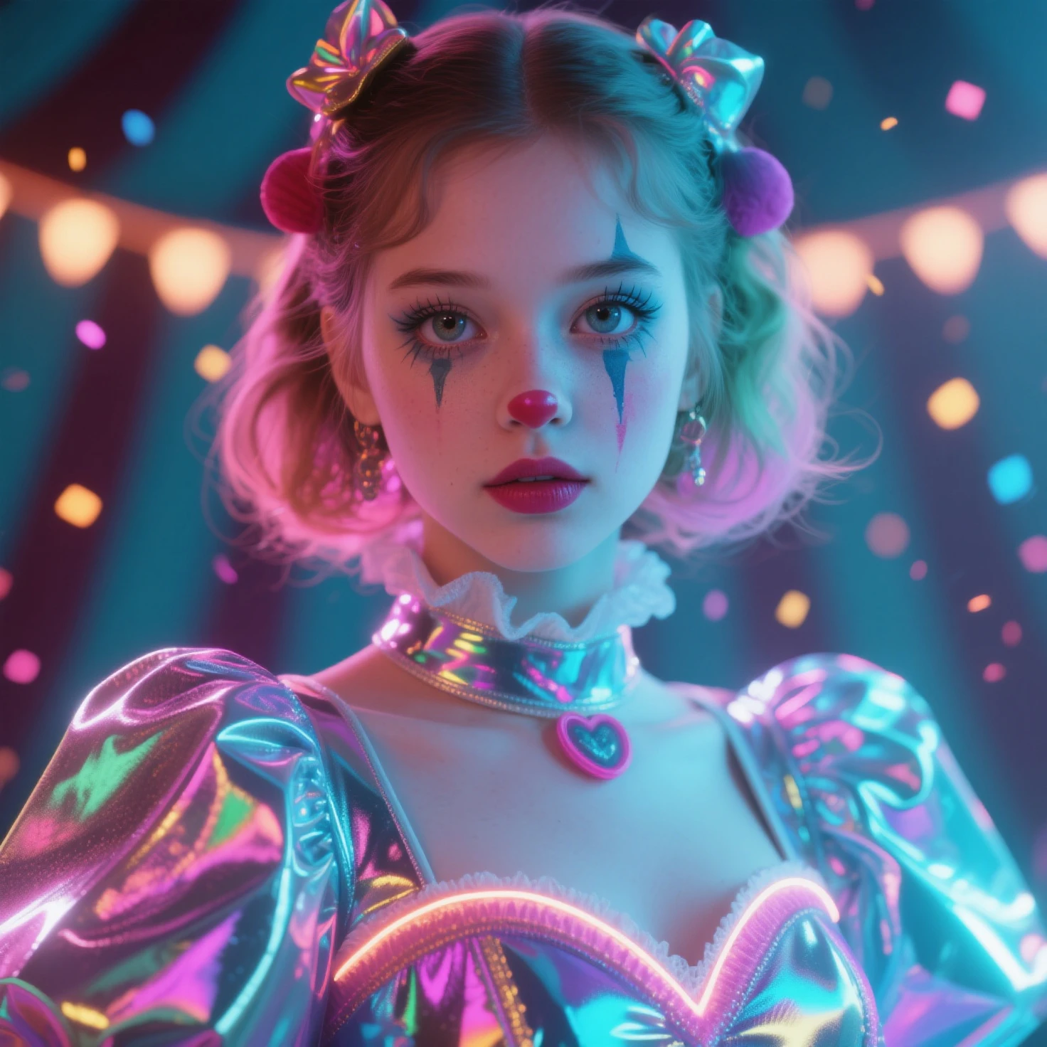 arafed woman ((emma watson)) in a costume posing in front of a circus ring, female magician, circus performance, gorgeous magician, portrait of circus artist, welcome to the circus, beautiful magician, clown girl, playboy bunny, inspired by The Family Circus, costume, circus, parody work, gogo dancer, performing on stage, mime (sfw)