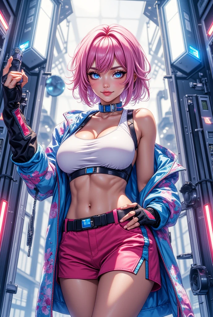 女の子1人,cyberpunk theme,sexy body,perfect body,sehr enge kleidung,zeigt viel haut,sexy kleidung,,Breasts peep out,sakura haruno,rotes Harrband, evening time, orange light, (( black bra)),hot black jeans,hot, big breasts, front view, sitting, ((unbuttoning bra)) opening her brasweat on boobs