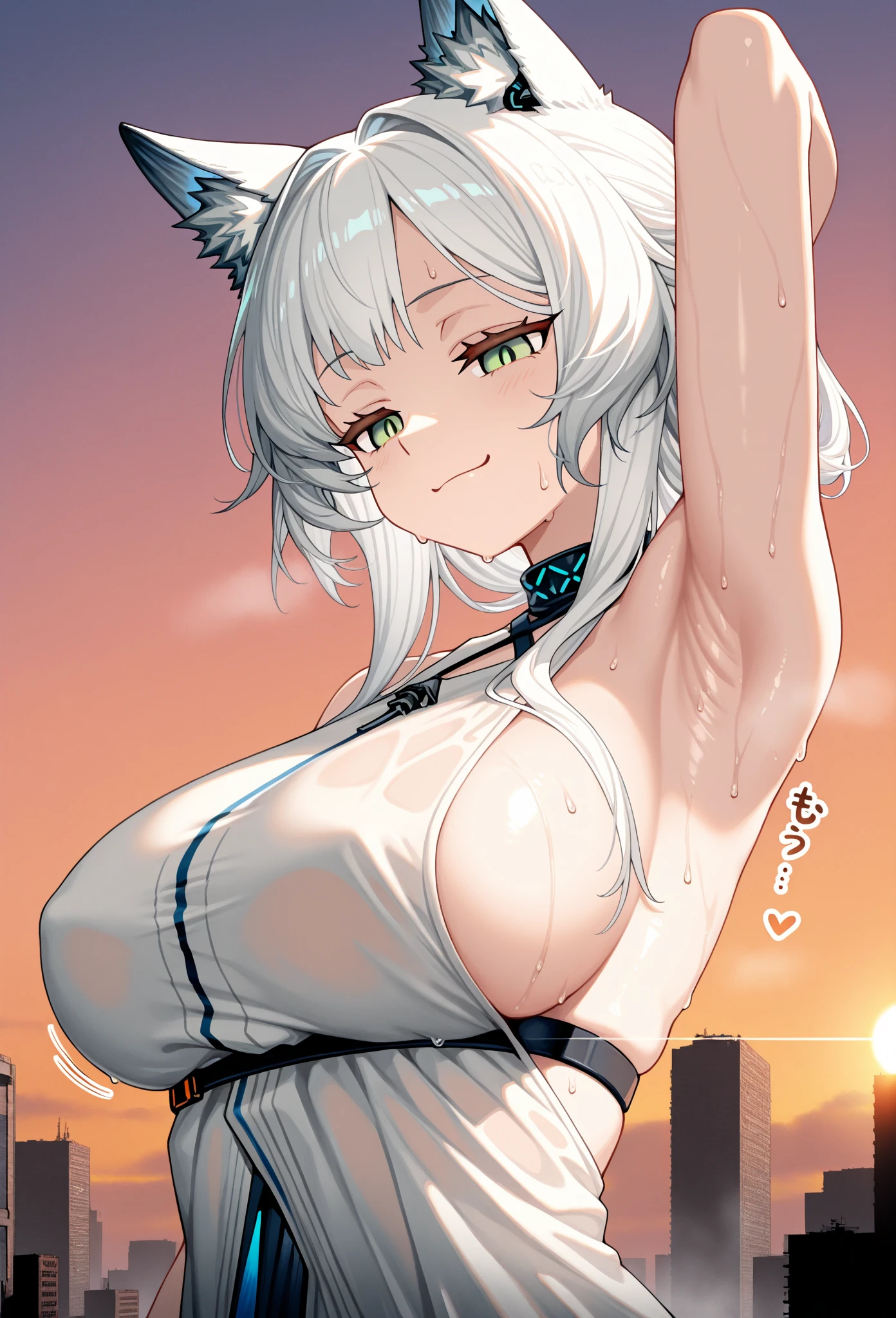 16k, 8k, 4k, best quality, extremely detailed fine touch, hyper detailed, highly detailed, top quality, extreme quality, ultra details, absurdres, masterpiece, amazing details, beautiful illustration, detailed face, source_anime, digital painting, anime, very aesthetic, firefly \(honkai: star rail\),1girl,solo,white flower,headband, 1girl,looking view,nude,nipple,blush,embarrassed, big breast,pov,thick thighs