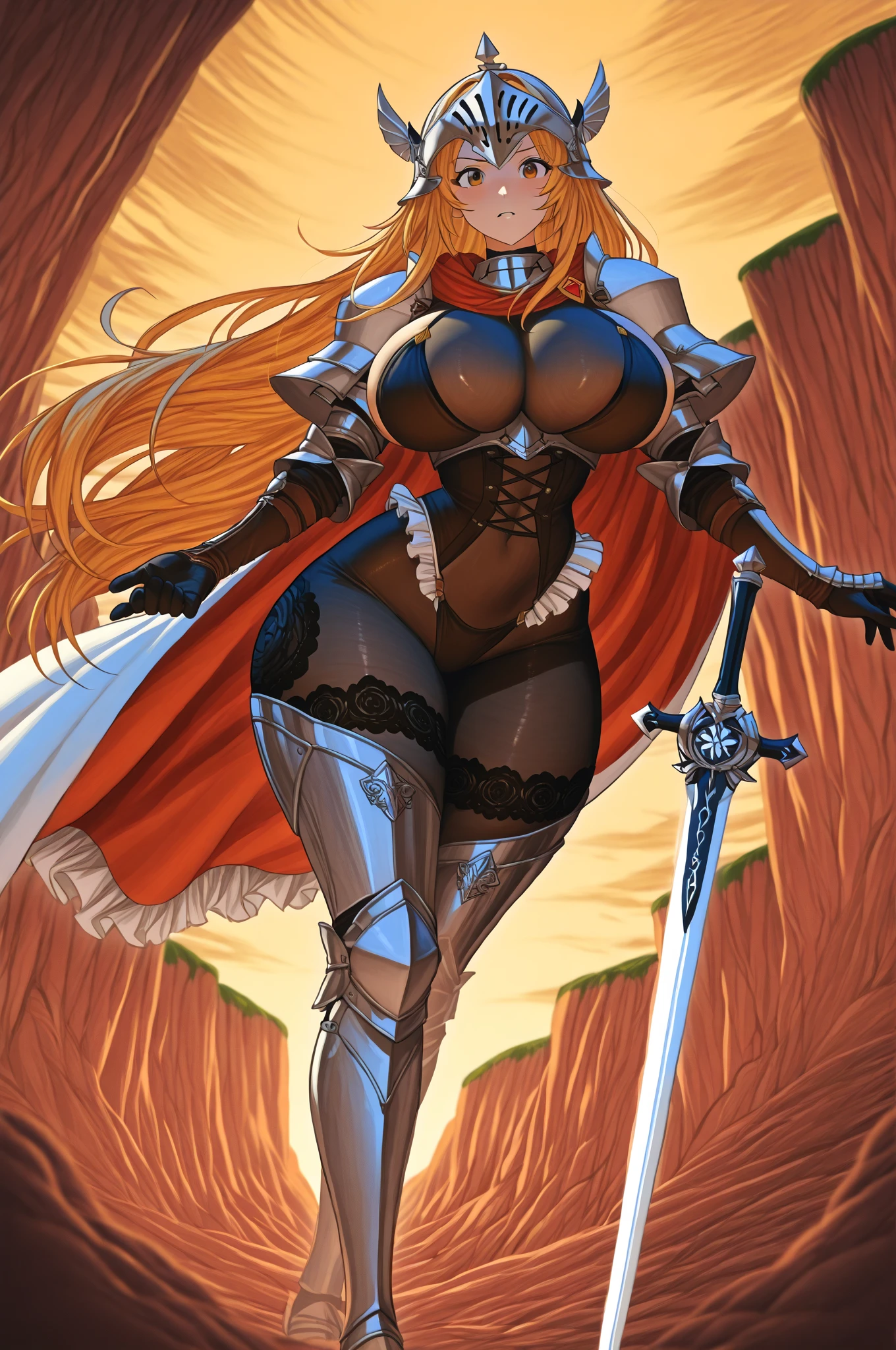 (1girl, Chaotica), (extremely detailed CG unit 8k wallpaper),(master part), (best quality), (ultra detail), (best illustration),(Dan Mumford style), cowboy shot, (Sharp eyeliner, ombre, detail eyes), dark dungeon interiors background, ,break , (vamptech), Belt, bikini, blonde hair, cloak,white cape, choker, cloak, elbow gloves,
