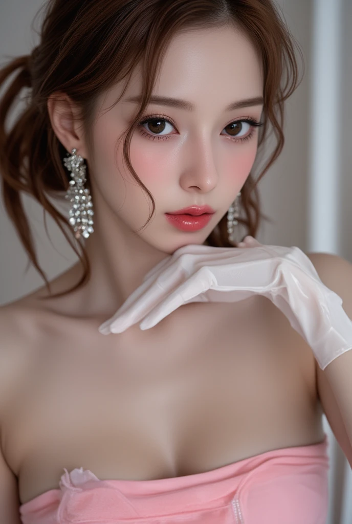 A single woman with flawless skin and a stylishly messy blonde updo is posing alone as a classic pin-up model, captured in a unique split-screen composition. The left half shows a close-up of her face as she blows a playful kiss, while the right half displays a full-body shot of her classic pin-up pose. She's wearing carefully chosen retro lingerie that perfectly accentuates her hourglass figure. The background is a meticulously detailed vintage-style bedroom with charming kitschy decor. It's a sun-drenched midday scene with a playful, flirtatious mood. The lighting is soft and nostalgic, creating a dreamy atmosphere. (solo: 1.8), (split-screen composition: 1.4), (blowing kiss pose: 1.5), (retro lingerie: 1.5), (perfect anatomy: 1.3), (midday: 1.3), (playful flirtatious mood: 1.5), (soft nostalgic lighting: 1.4), (1950s style: 1.3), (vivid colors: 1.2), (cinematic composition: 1.3), (professional photography: 1.4), (high detail: 1.5), (single woman: 1.7), (one person: 1.7).