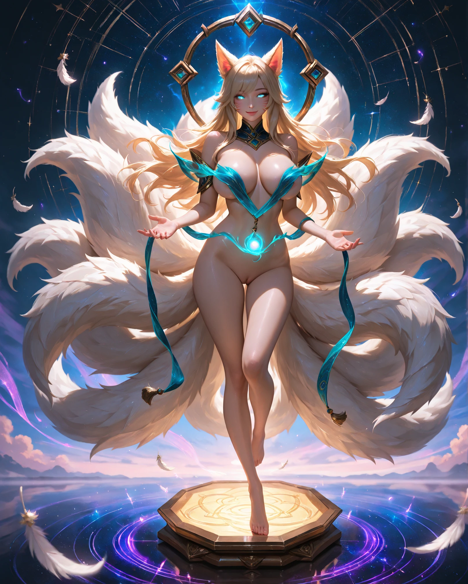 (((nffsw))), (((masutepiece))), (((8K))), (((hight resolution))), (((photographrealistic))), god rays, Zoom Layer, (((FULL BODYSHOT))), F/4.0, canon, Shiny skin,Detailed skin,Detailed face, Detailed eyes, 15 year old beautiful female summoner with summoner, Young Face, Wearing white underwear, A symbol of power that appears at her feet, Summon the Beast, Beautiful face , Detailed face, long, Straight, Golden hair, Large, Pretty eyes, blue ribbons in hair, Red Belt, Calf-length boots, time々Wear Jewelry, the ritual of summoning, The soft, The ethereal glow emanating from her hands, Surrounded by a sparkling aura of magic