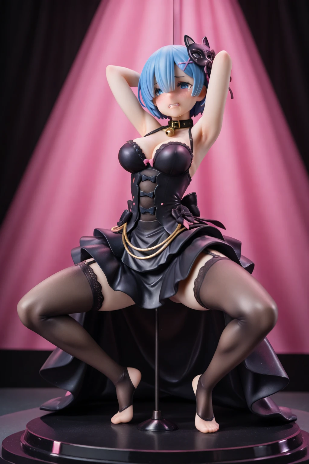 ((masterpiece:1.4)), ((best quality:1.3)), ((ultra detailed background)), ultra detailed face, ultra detailed eyes, best hands, hires, 1girl, anime, illustration, illustrate, short blue hair, horns, ((full view)), ((full body)),