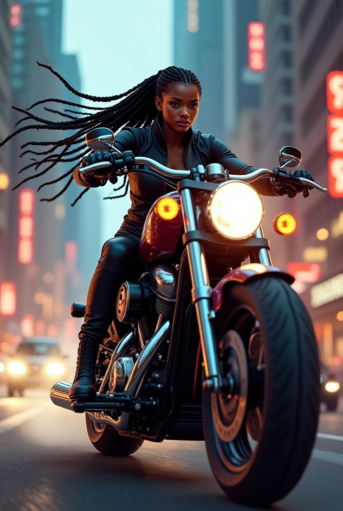A big back girl on bike