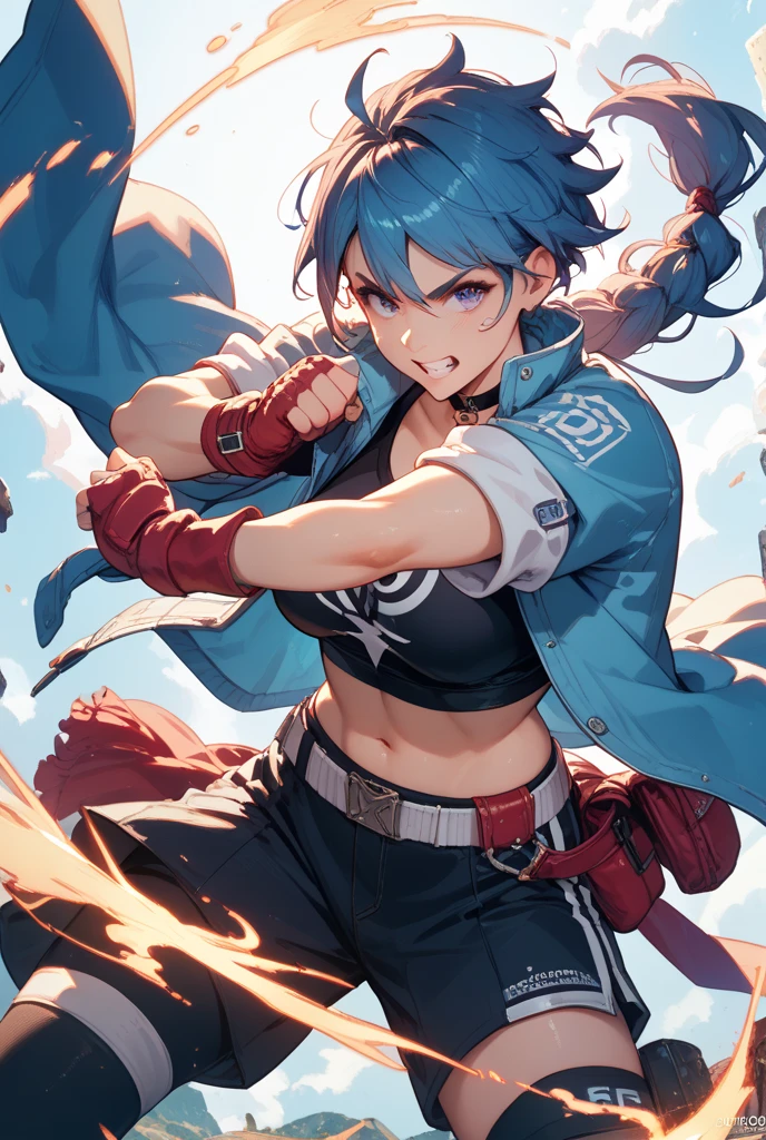 (highest quality、masterpiece、High resolution、detailed)、(Shining eyes、detailed美しい顔)、(1 girl in kimono)、a futuristic female warrior holding a katana, (delicate skin), pale skin, (in a deep neckline highly detailed sexy futuristic cyberpunk black crop top and underpants made of circuit boards, Japanese words with flare effect, beautiful magnificent composition, futuristic, masterpiece, disgusted face expression, attractive, fighting stance, samurai stance, pose for a photo、(beautiful anime)、dynamic angle