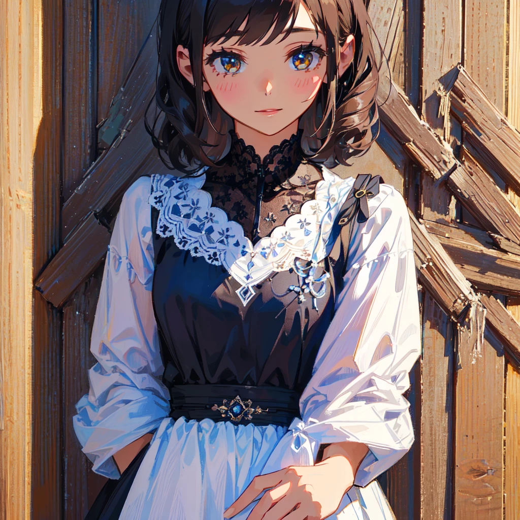 ((masterpiece)), ((best quality)), ((ultra detailed)), ((kawaii)), cute, (lovely), ((extremely detailed)), ((8K)), (beautiful), full body, luxury room, a cute girl, 1girl, solo, blue mini camisole dress,beautiful darkbrown hair, ((detailed beautiful brown eyes)), white-skinned, flat breast, tiny breast, garter belt,(garter stockings:1.4),pink eyeshadow,(standing:1.4),full body