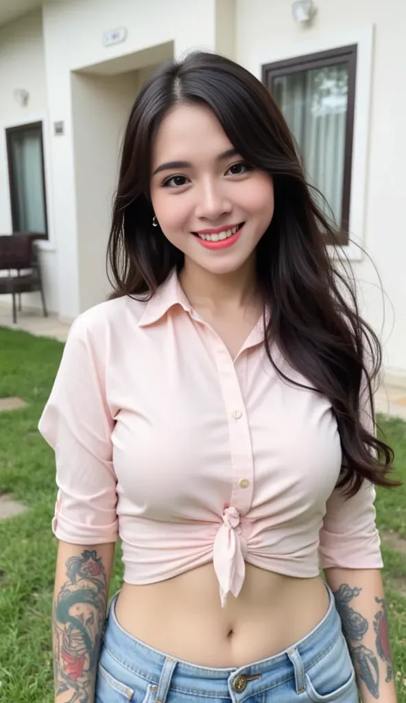 1girl, (uniform), standing, outdoors, night view, detailed Metropolitan city at the background, (above head shot: 1.4), (zoom out: 1.4), detailed face, detailed eyes, brunette, big breasts, smooth realistic skin, semi-curvy body,  white skirt, grey blue miniskirt, looking at the audience, (8k, RAW photo, best quality, masterpiece: 1.2), (realistic, realistic: 1.37), ultra-high resolution